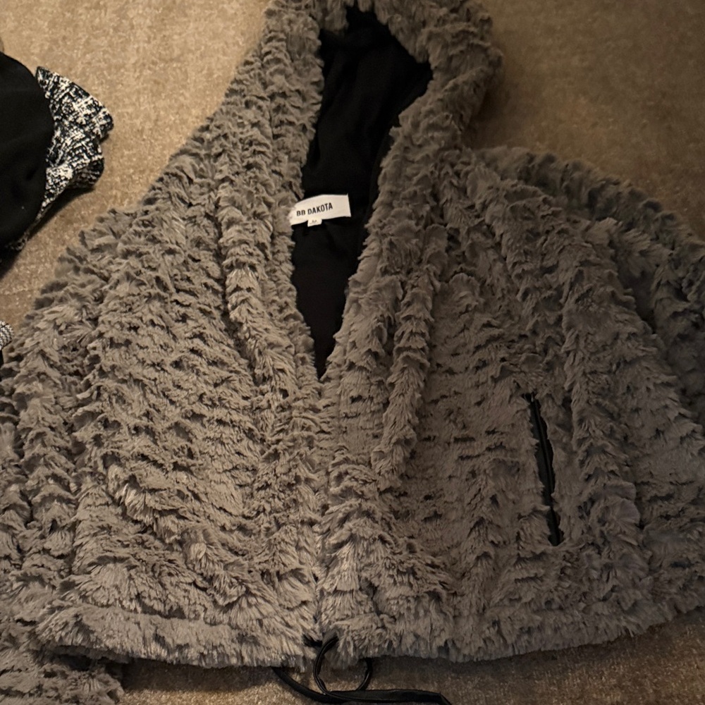 BB Dakota Charcoal Faux Fur Jacket